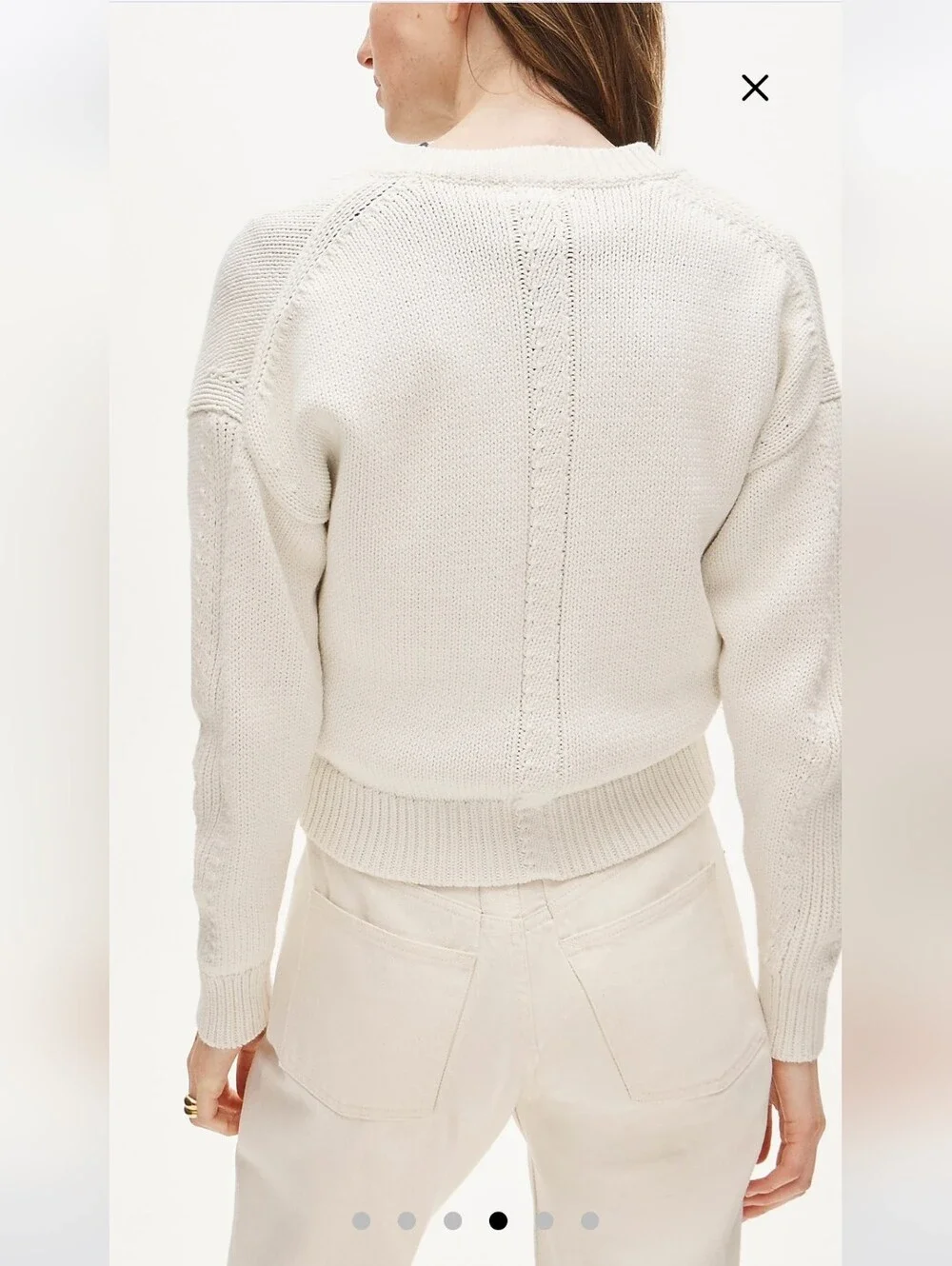 J.Crew Women’s Cotton-blend V-neck pullover sweater Cropped Sz L $118 Ivory